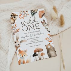 a birthday card with woodland animals on it