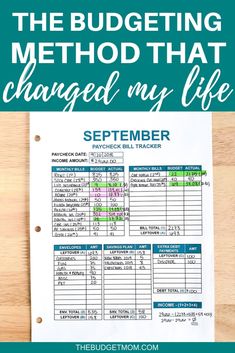 the budget sheet with text overlaying it that reads, the budget method that changed my life