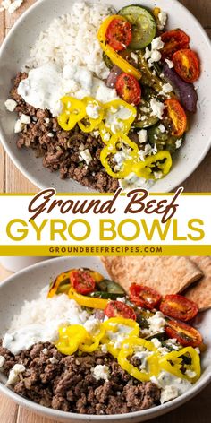 Here's an easy lunch idea you can pack! Not only are these ground beef gyro bowls with rice and roasted veggies flavor-packed, but they are also healthy. These ground beef bowls are also a great weeknight dinner recipe!