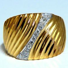 Shined Rows Wide Band Diamond Stripe .25ct. Natural Round Cut Brilliant Diamonds Vs-2 Clarity H Color. 18kt Yellow Gold. 8.9 Grams Overall Ring: 14mm Diameter Depth: 2.7mm Current Ring Size: 7 May Professionally Resize, Please Inquire. Opal Art, Dainty Wedding Ring, Striped Wedding, Mom Ring, Rhinestone Ring, Luxury Rings, Design Silver, Silver Rhinestone, Wide Bands