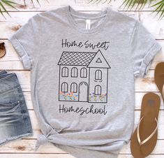 Casual T-shirt With Letter Print, Casual Letter Print T-shirt, Sahm Style, Home Sweet Homeschool, Homeschool Nook, Sporty Mom, Homeschool Shirts, Cameo Crafts, Toddler Homeschool