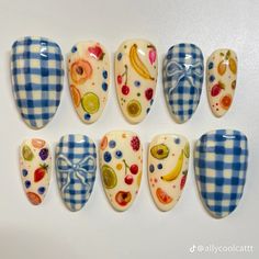 Party Fruit, Gel Press On Nails, Acrylic Design, Get Nails, Girls Nails