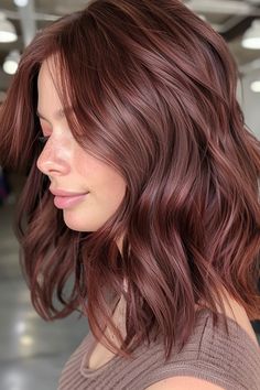 Short Cinnamon Brown Hair, Fall Hair Colors Red Brown, Subtle Red And Blonde Highlights In Brown Hair, Light Brown Cherry Hair Color, Adding Red To Brown Hair, Red Hair By Skin Tone Range, Fall Haircut Medium Length, Brown With Red Undertones Hair, Dark Auburn Hair Color Formula