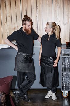 All Black Bartender Outfit, Black Bartender Outfit, Barista Uniform, Bartender Outfit, Waitress Outfit, Bistro Apron, Waitress Apron, Restaurant Uniforms, Chef Clothes