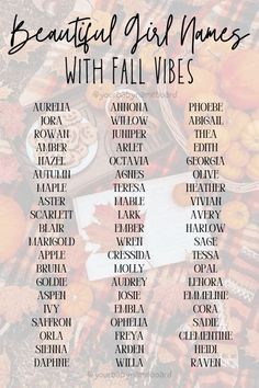 the beautiful girl names with fall vibes