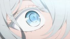 an anime character's eye is shown in this image, with the iris visible