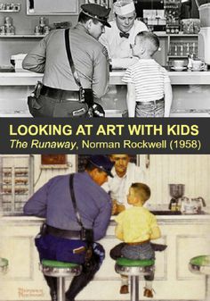 The storytelling/narrative quality of Norman Rockwell's painting, The Runaway, makes it a really good piece to talk to kids about. Hop over for a fun way to explore this piece by comparing it to the photograph that inspired it. Norman Rockwell Art, Rockwell Paintings, Norman Rockwell Paintings, Art Criticism, Arts Integration, Homeschool Art, Norman Rockwell, Famous Art, Modern Artists