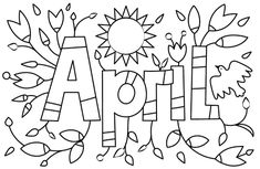 an adult coloring page with the word april