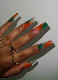 #nail #nailarts #HairIdeas ... Rate This From scale \\1-10\\. \\SAV&FL\\ ...Visit more Post in on my bio profile , Thank You Summer Nail Sets, Summer Nail Inspiration, Drip Nails, Cute Acrylic Nail Designs, Nail Sets, Coffin Nails Designs, Fire Nails