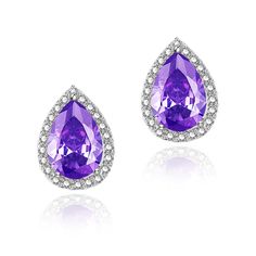 PRICES MAY VARY. 【CLASSICAL&TIMELESS】The cubic zirconia earrings studs are made with sparkle AAA Grade Cubic Zirconia for Diamond-like Brilliance which provides you a peculiar visual feast for a fraction of the price. Featuring a halo with pave AAA quality clear cubic zirconia around and a bling 7x10mm purple teardrop cz in four prong basket, these dazzling, fashion and elegant design not only reveals diamond-like brilliance, but also lights up the look of your beauty. Simple, Classical and time Heart Halo, Black Heart Earrings, Halo Stud Earrings, Halo Earrings Studs, Cubic Zirconia Earrings, Cz Stud Earrings, Earrings Studs, Amethyst Purple, Cz Earrings