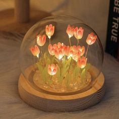 Tulip Night Light, Luminaria Diy, Diy Table Lamp, Battery Operated Lamps, Tulip Lamp, Lampe Diy, Diy Lampe, Flower Bedroom, Unique Table Lamps