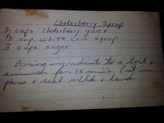 an old handwritten recipe for elderberry syrup