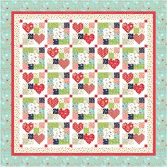 a quilt with hearts on it