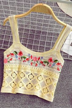 Embroidery Crop Top, Cottagecore Accessories, Knit Embroidery, Cottagecore Bag, Cottagecore Earrings, Slim Tank Top