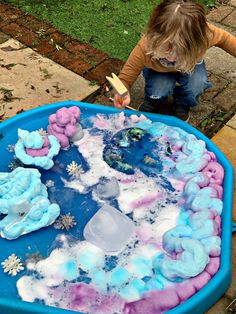 A frozen arctic themed tuff tray – The Amazing Adventures of Me Sea Themed Tuff Tray, Penguin Day, Snow Animals, Tuff Spot, Outdoor Fun For Kids, Polar Animals, Blue Food Coloring, Arctic Animals