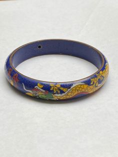 Cloisonne, bracelet, dragon Collectible Enamel Bangle Jewelry, Traditional Round Jewelry With Dragon Design, Traditional Dragon Design Collectible Jewelry, Blue Enamel Bracelet Jewelry, Blue Enamel Bangle Gift, Blue Enamel Bangle As A Gift, Blue Enamel Bangle Perfect As A Gift, Unique Engraved Blue Bracelets, Handmade Blue Enamel Bracelets