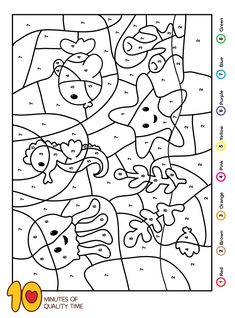 the color by number coloring page for kids