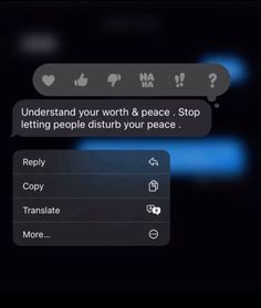 two texts are shown in the dark with blue light coming from them and one is telling people to stop letting people disturb your peace