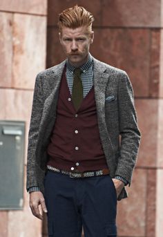 #Sartorial #Savile Row #Modern #Elegance #Penhaligon's Burgundy Cardigan, Mens Fashion Illustration, Famous Outfits, Ginger Men, Outfits Hombre, Picture Outfits, Men Style Tips, Mens Fashion Suits