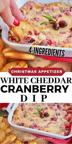 white cheesy cranberry dip is an easy appetizer for christmas