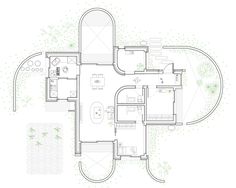 the floor plan for a house with three rooms and two bathrooms, including a living area