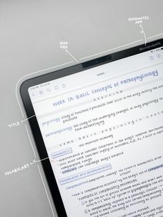 an image of a tablet with text on the screen and instructions to use it for writing