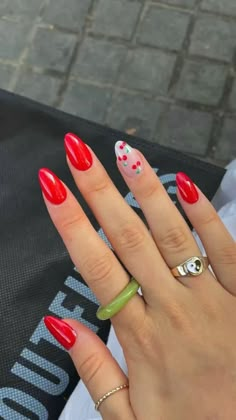 Nail Designs 2022, Bright Red Nails, Kutek Disney, Red Acrylic Nails, Cherry Nails, Smink Inspiration, Red Nail Designs, Red Nail, Pretty Acrylic Nails