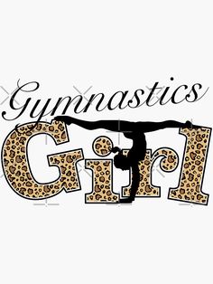 the gymnastics girl logo is shown in leopard print