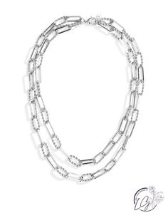 Layer Oval, Chains Silver, Oval Necklace, Base Metal, Link Chain, Silver Necklaces, Double Layer, Diamond Bracelet, Silver Chain