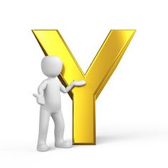 a person standing next to the letter y