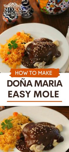 two white plates with food on them and the words how to make dona marina easy molee