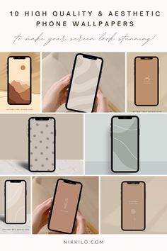 various images of different cell phones with text overlaying the image and below them