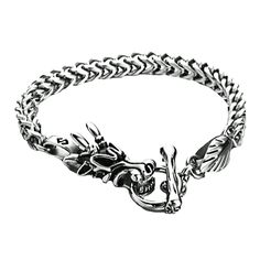 Millennia Dragon Head Stainless Steel Bracelet for Women | Forziani Lucky Dragon, Dragon Bracelet, Link Chain Bracelet, Dragon Jewelry, Dragon Head, Ancient Symbols