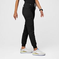 Women’s High Waisted Zamora™ Jogger Scrub Pants - Black · FIGS Cheer Warm Ups, Lululemon Dance Studio Jogger, Black Figs, Black Fig, Scrubs Outfit, Pink Joggers, Black Scrubs, Blue Scrubs, Drawstring Jogger