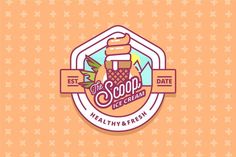 the scoop ice cream logo on an orange background