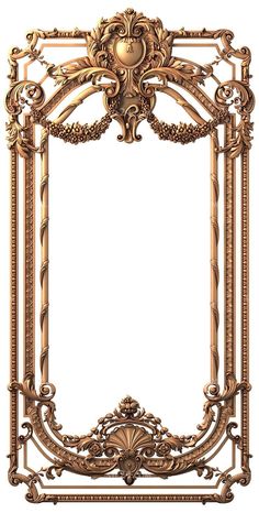 an ornate gold frame on a white background