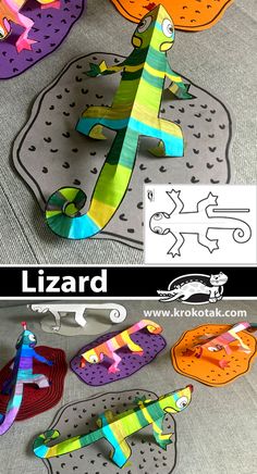 krokotak | Lizard Crafts for Kids Lizard Crafts For Kids, Lizard Craft, Monumental Vbs, Vbs Crafts, Elementary Art Projects, Art Camp, Homeschool Art, Paper Craft Ideas, Kindergarten Art