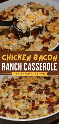 the chicken bacon ranch casserole is ready to be eaten