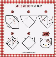 how to make an origami hello kitty with pictures and instructions for making it