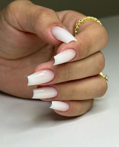 Aesthetic Winter Nails Acrylic, Simple Shiny Nails, Narrow Square Nails, Simple Solid Color Nails, Solid Color Acrylic Nails, Milky Nails, Minimalist Nail Art, Fake Nail