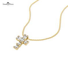 Diamond Cross Pendant Luxury Necklace These Diamond Cross Pendant Luxury Necklace handcrafted are a stunning addition to any jewelry collection. It features a combination of baguette cut and round cut natural diamonds, set in 18k gold. The diamonds have an average color of F/G and an average clarity of VS/SI, giving them a brilliant sparkle and a high quality. The Pendant have an average diameter of 14x10mm and an average weight of 2.50g, making them comfortable and easy to wear. You can choose from white gold, yellow gold, or rose gold, depending on your preference and style. These Diamond Cross Pendant Luxury Necklace is perfect for any occasion, whether you want to add some glamour to a formal outfit or some elegance to a casual one. They also make a great gift for someone special, as t Luxury White Gold Cross Necklace For Gift, Luxury Rose Gold Cross Jewelry, Luxury Cross Pendant Necklace For Wedding, Luxury Brilliant Cut Cross Necklace, Luxury Diamond Cross Pendant Necklace With Single Cut Diamonds, Luxury Diamond-accented Pendant Cross Necklace, Luxury Diamond-accented Cross Pendant Necklace, Luxury Prong Setting Cross Pendant Jewelry, Stackable Ring Sets