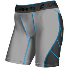 The CHAMPRO Windmill Compression Sliding Shorts make a great base layer and help athletes perform at the top of their game. Made of a polyester/spandex blend, the 4-way stretch fabric with high-compression fit allows athletes to move easily. Theyre also designed with integrated pads to provide a level of bruise protection when sliding. The 2" elastic comfort waistband securely hugs the waist, while the trim fit is designed specifically for women. Available in adult sizes S-2X to fit athletes of every age and level. Size: 2XL.  Color: Gray. Softball Practice, Softball Gear, Softball Outfits, Bottom Workout, Baseball Pants, Grey Outfit, Spandex Shorts, Compression Shorts, 4 Way Stretch Fabric