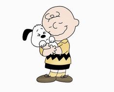 a cartoon character holding a dog in his arms