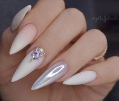 Milky Nails, White Acrylic Nails, Bridal Nails, Bling Nails, Fancy Nails, Best Acrylic Nails, White Acrylic