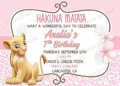 the lion cub birthday party is in pink and white