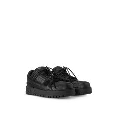 LOUIS VUITTON® - Lv Trainer Maxi Sneaker - Black Louis Vuitton Official Website, Alligator Print, Initials Logo, Louis Vuitton Men, Men Sneakers, Louis Vuitton Official, Swag Shoes, Pharrell Williams, Trainer Sneakers