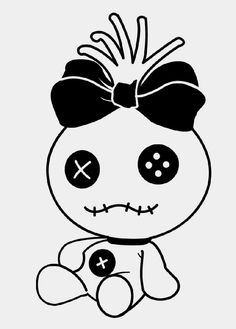 a black and white drawing of a skull with a bow on it's head