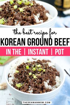 the best recipe for korean ground beef in the instant pot with rice and green onions