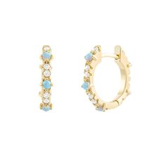 Indulge in effortless elegance with our 18K Vermeil Dainty Blue Opal Huggies. These mini huggies feature delicate cubic zirconia and stunning blue opals, all crafted from 18K gold over sterling silver. Hypoallergenic and waterproof, these huggies offer both beauty and functionality. Elevate your style today! Also available in Silver. Elegant Opal Huggie Jewelry, Elegant Blue 14k Gold Huggie Earrings, Blue Tarnish Resistant Huggie Jewelry, Blue Tarnish-resistant Huggie Jewelry, Blue Gemstone Huggie Earrings Elegant Style, Elegant Blue Gemstone Huggie Earrings, Studded Flats, Effortless Elegance, Vacation Style