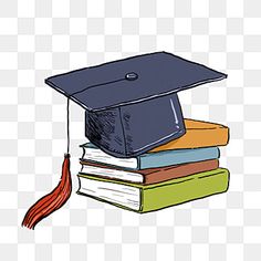 a stack of books with a graduation cap on top of it, transparent background png